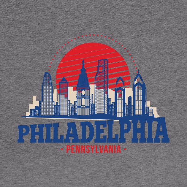 Retro Philadelphia, Pennsylvania Skyline by SLAG_Creative